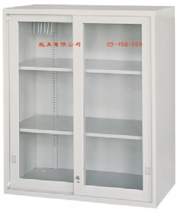 玻璃加框拉門上置式鋼製公文櫃W90xD45xH106cm